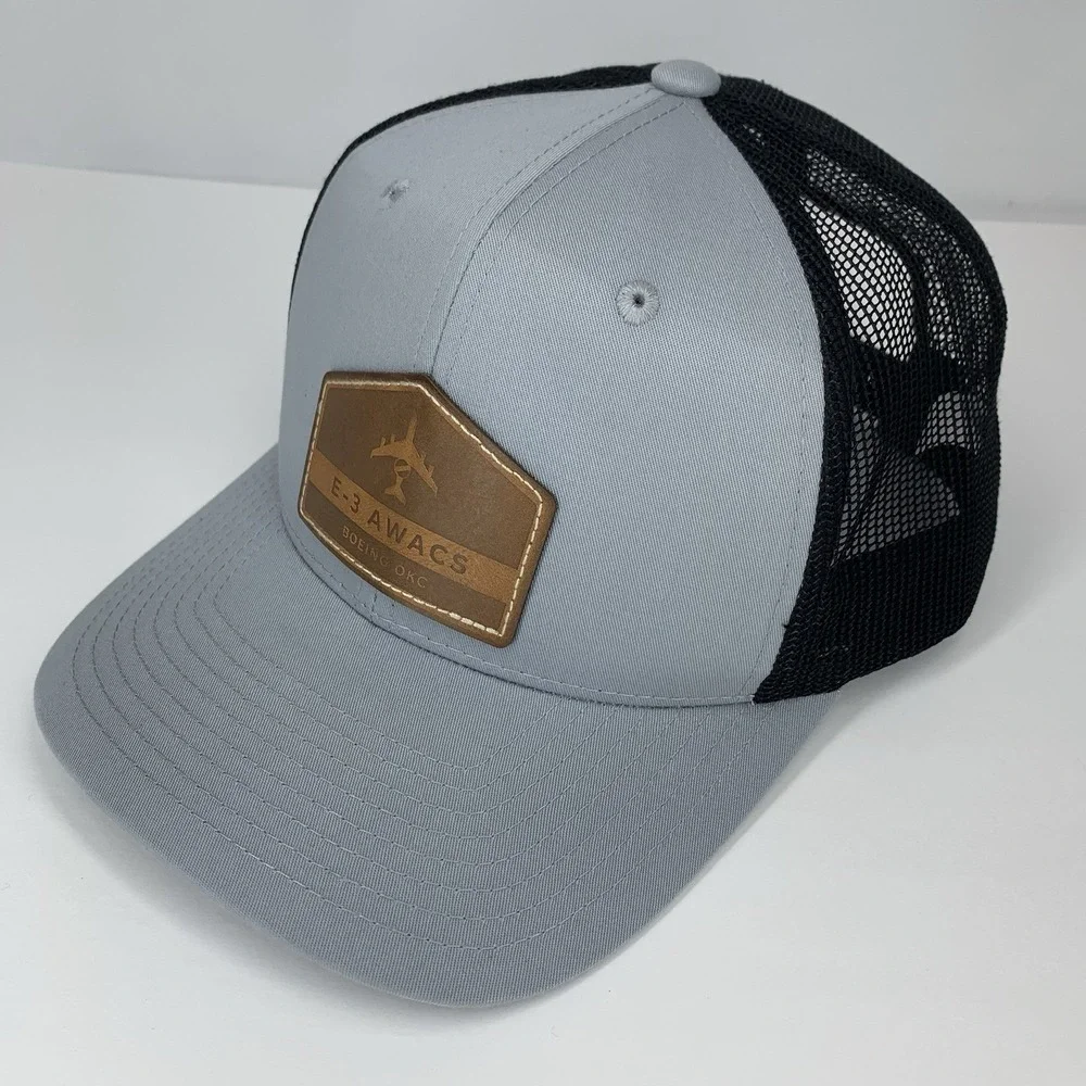 E-3 AWACS Boeing OKC Hat Adjustable Snapback Mesh Patch Gray Decky Baseball Cap
